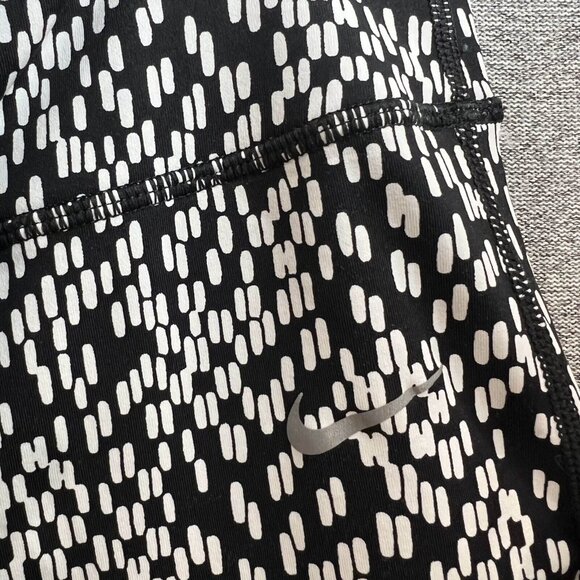 Nike Running Leggings Women Size S Black White Printed Mesh Cropped Yoga Stretch - Picture 7 of 14
